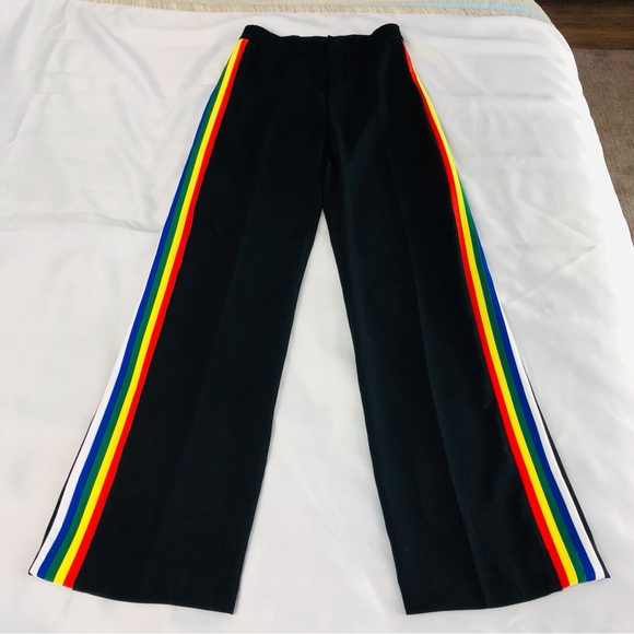 Zara Pants - Zara Black Rainbow Stripe Wide Leg Trouser